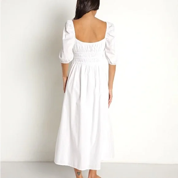 Faithfull the Brand Harmonita Midi Dress White Poplin, size XS - Picture 5 of 6